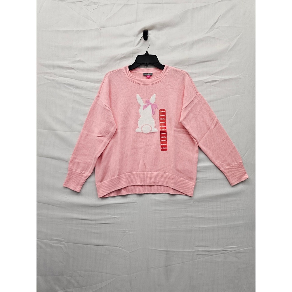 Vince Camuto Womens Bunny Pullover Sweater Pink Cotton Casual Size XS‎